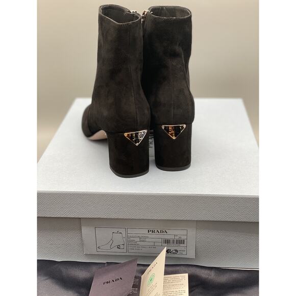 Prada Suede Block-Heel Ankle Booties sz. 36 EU (6 US) - Picture 4 of 7